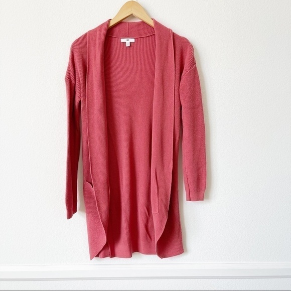 BP. Nordstrom Stitch Curve Hem Cardigan Coral XXS - Picture 5 of 12